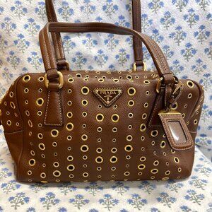 EUC Prada Grommet Bauletto Bag brown like NEW!